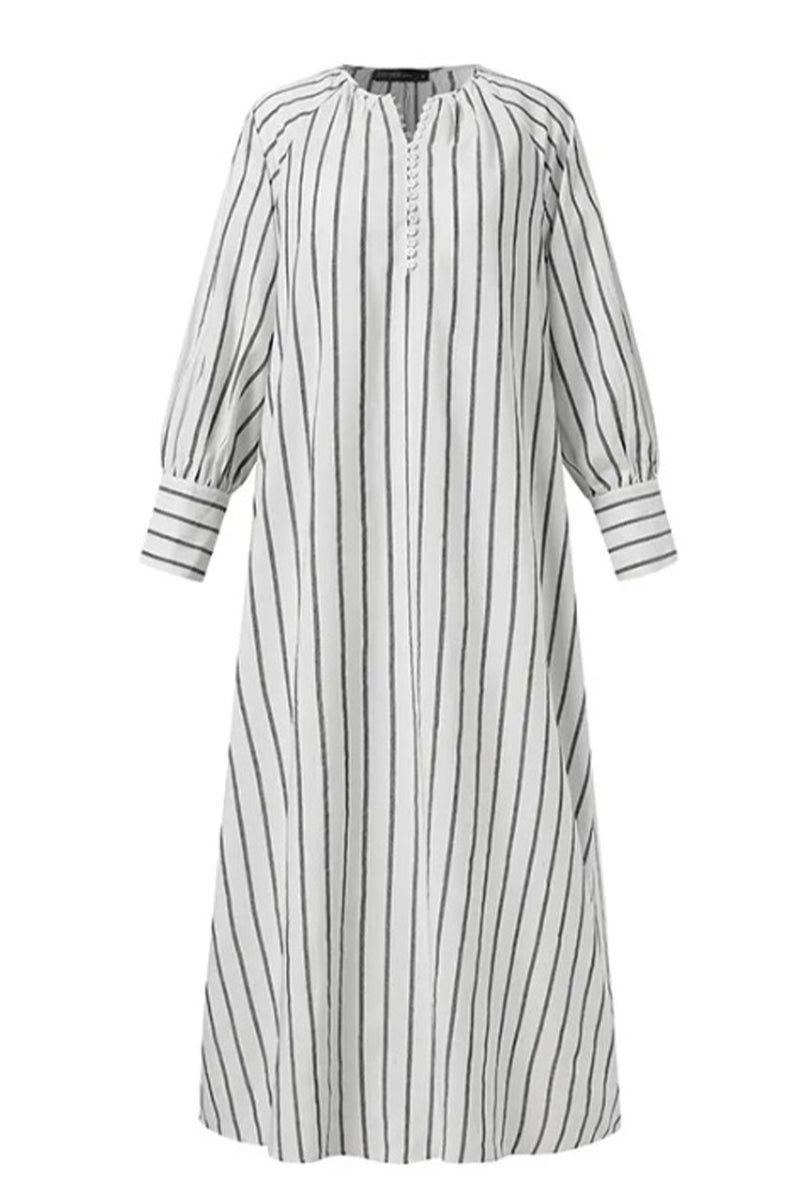 Casual Simplicity Striped Patchwork O Neck A Line Dresses(3 Colors)
