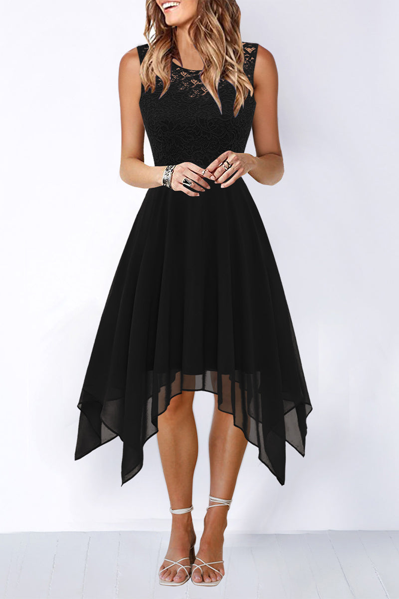 Elegant Formal Solid Asymmetrical O Neck Evening Dress Dresses