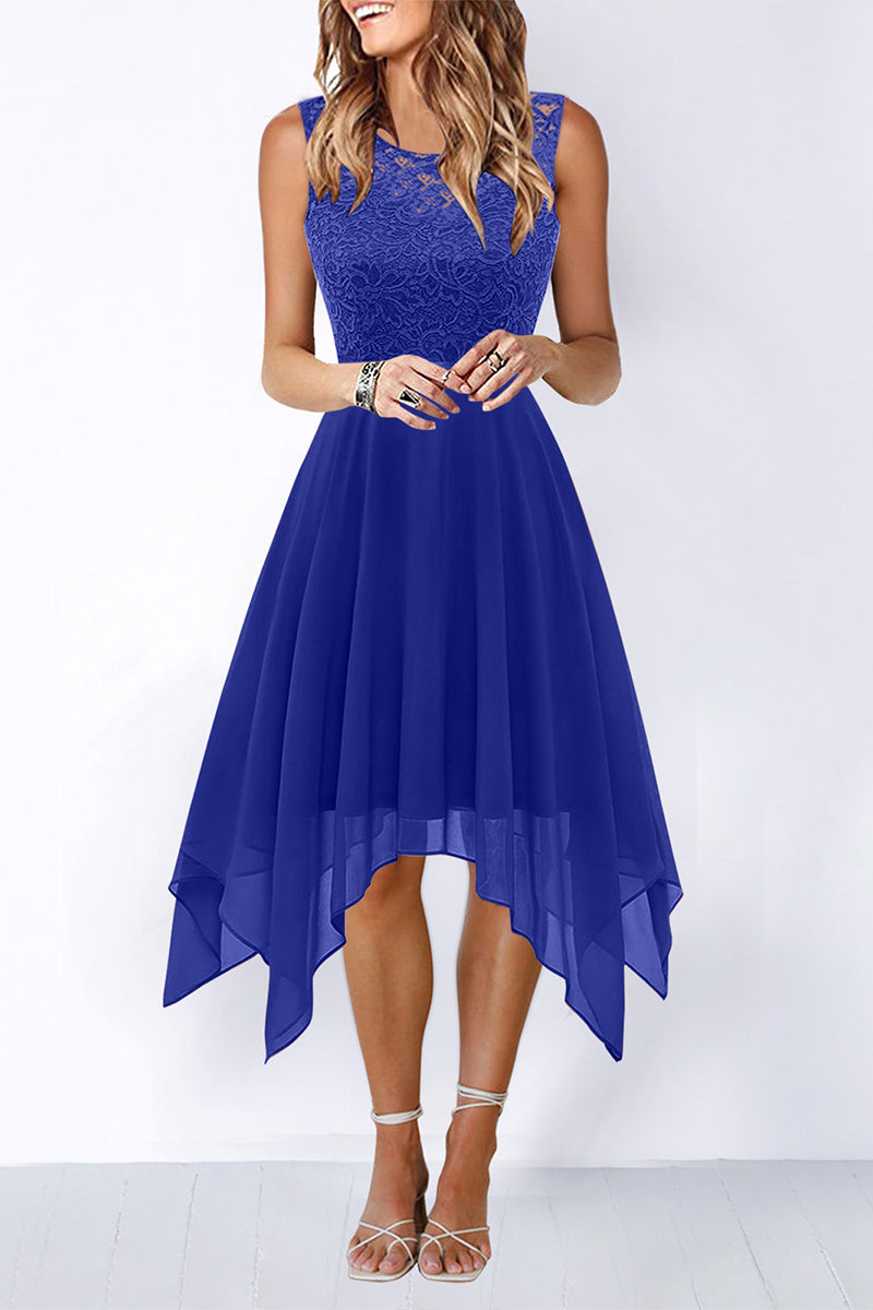 Elegant Formal Solid Asymmetrical O Neck Evening Dress Dresses