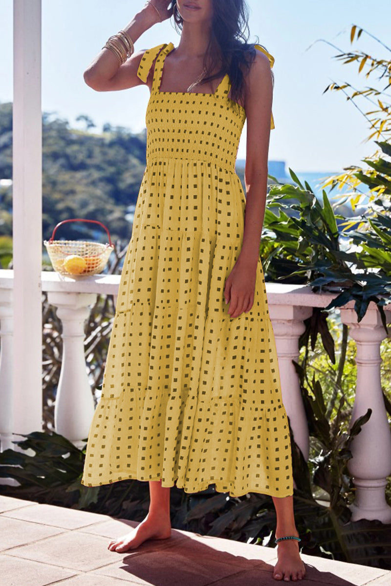 Fashion Street Dot Patchwork Spaghetti Strap Printed Dresses