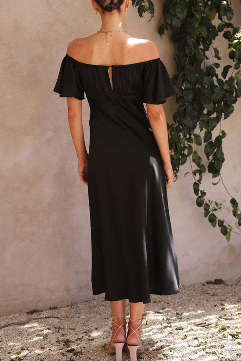 Elegant Solid Flounce V Neck A Line Dresses