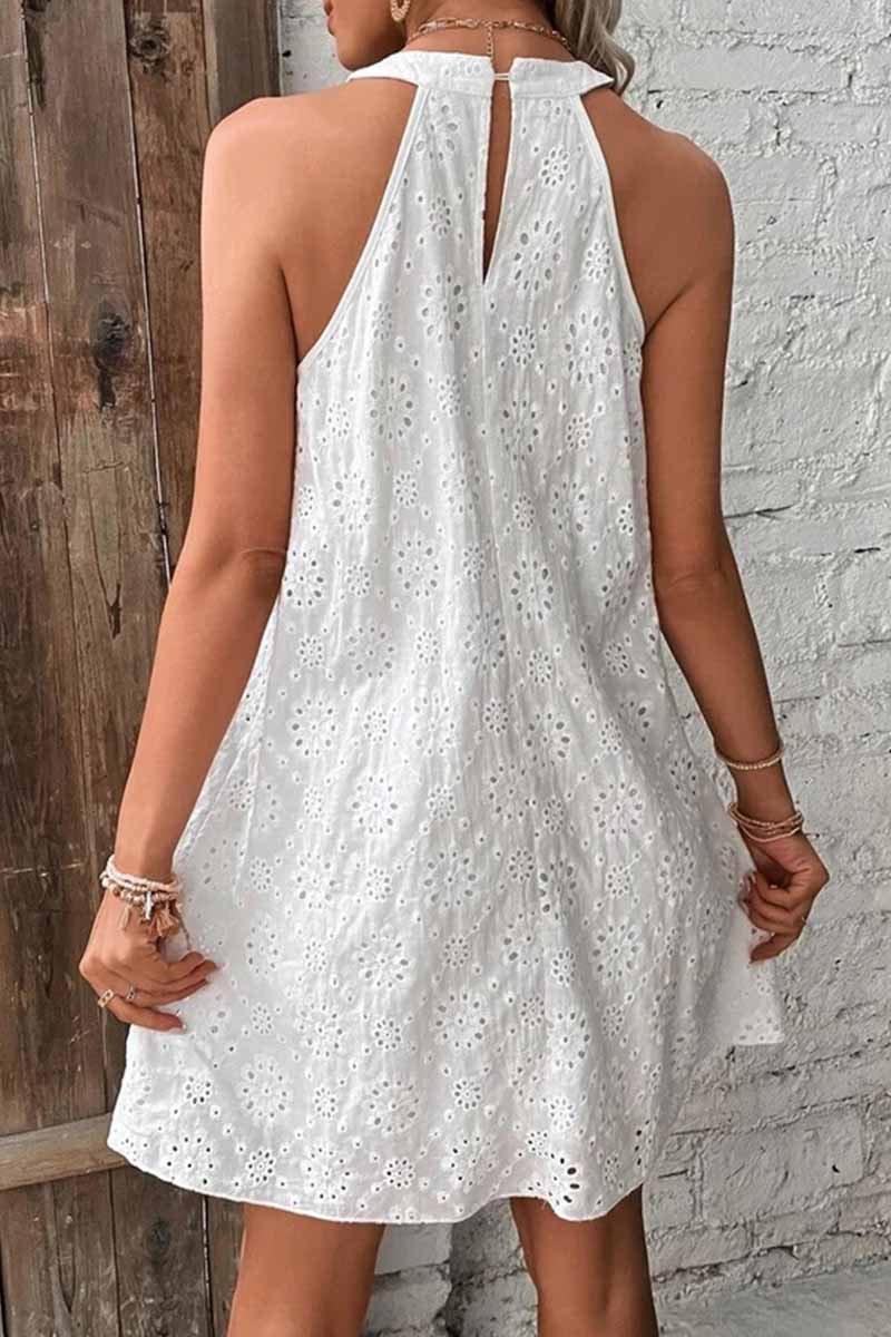 Casual Sweet Solid O Neck A Line Dresses