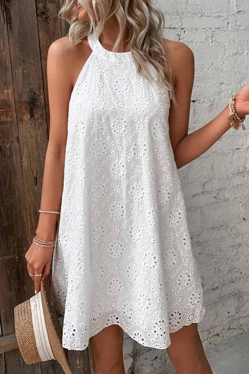 Casual Sweet Solid O Neck A Line Dresses