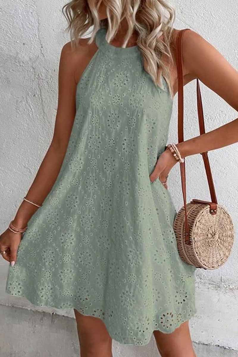 Casual Sweet Solid O Neck A Line Dresses