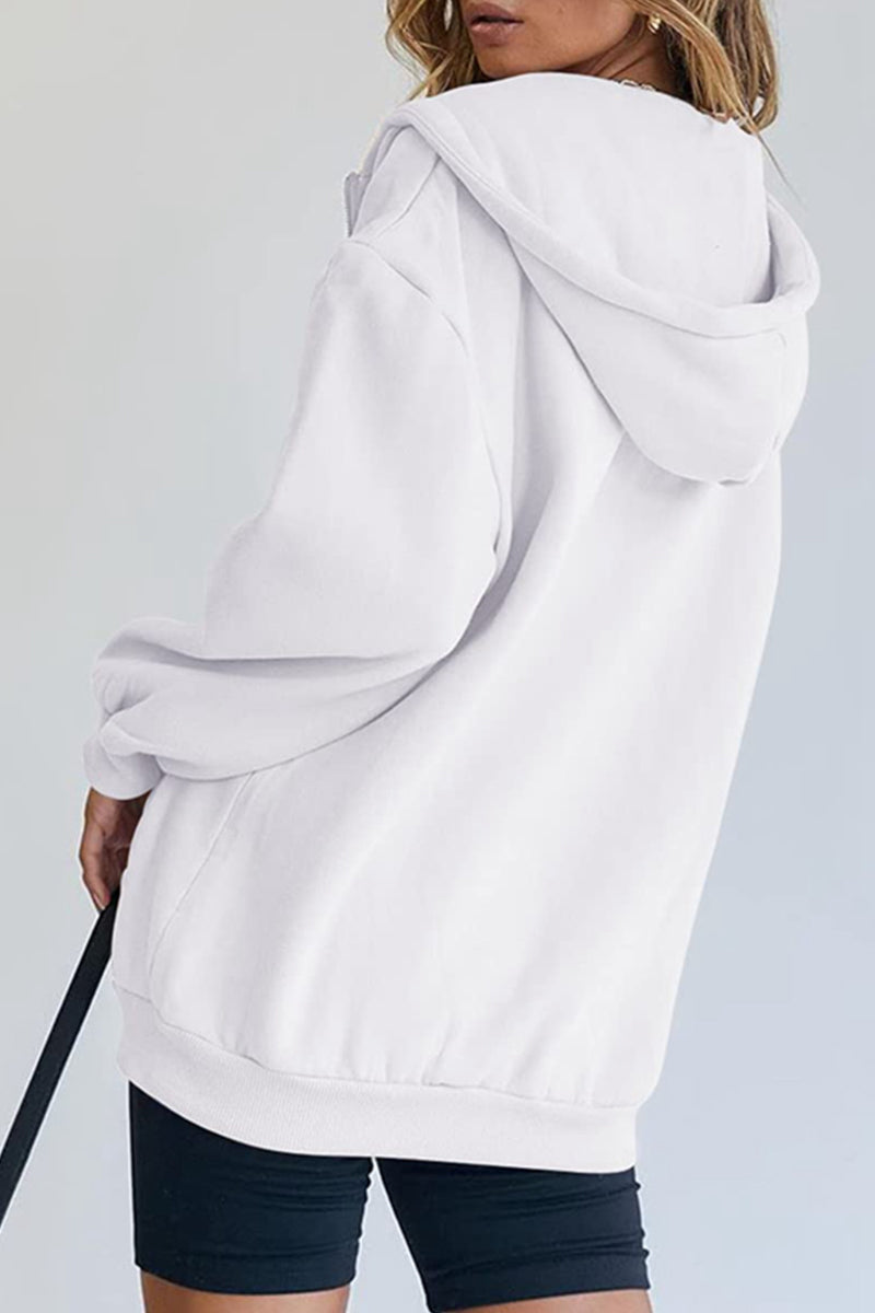 Casual Sportswear Solid Pocket Hooded Collar Outerwear