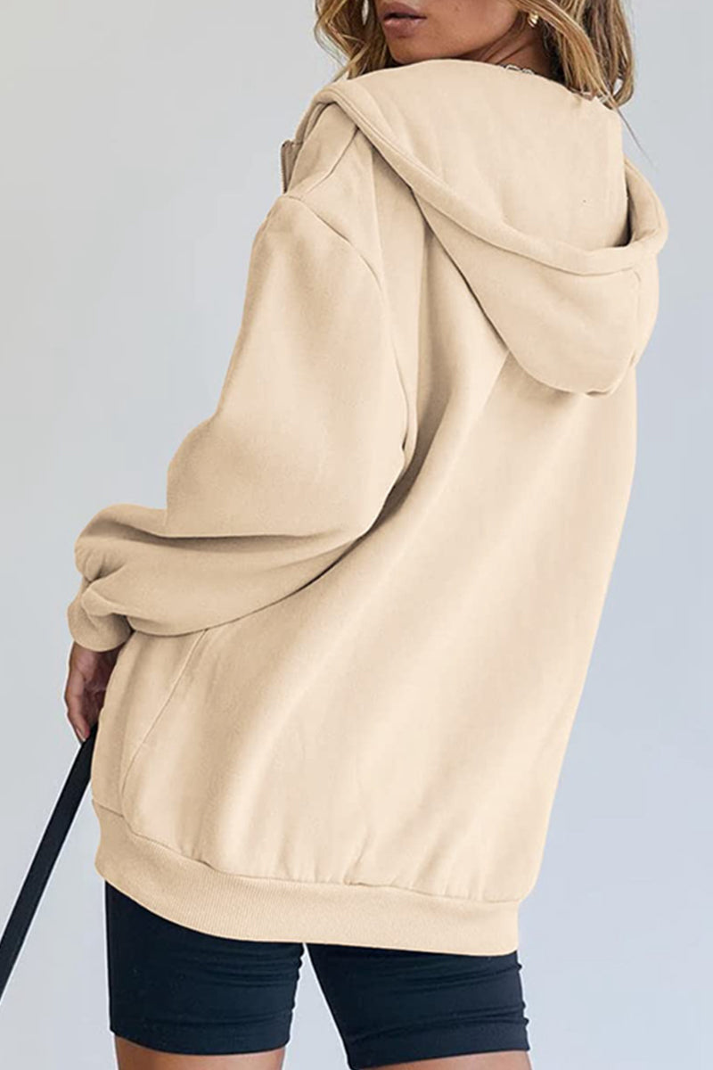 Casual Sportswear Solid Pocket Hooded Collar Outerwear