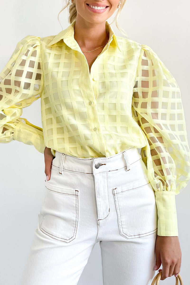 Celebrities Elegant Solid Patchwork Turndown Collar Tops