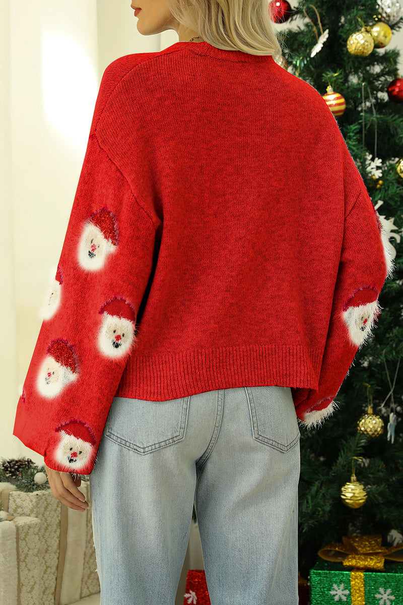 Casual Santa Claus Patchwork O Neck Tops(10 Colors)