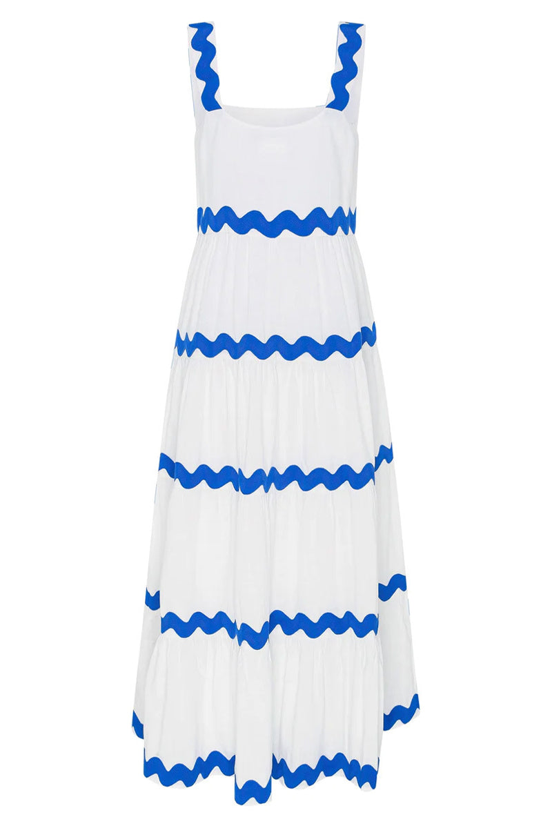 Sexy Vacation Ripple Contrast Square Collar Sling Dress Dresses