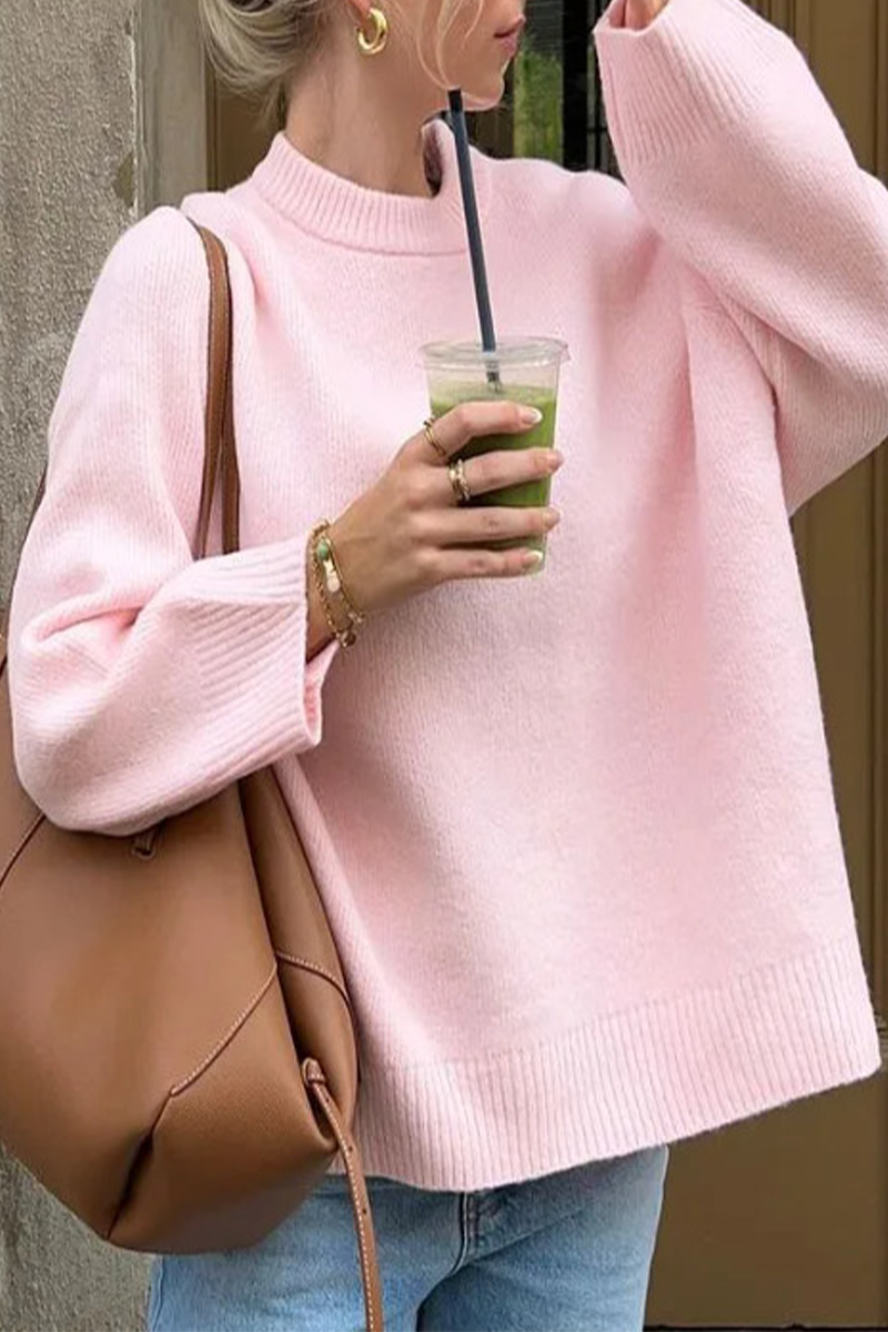 Casual Daily Solid Color Weave O Neck Tops