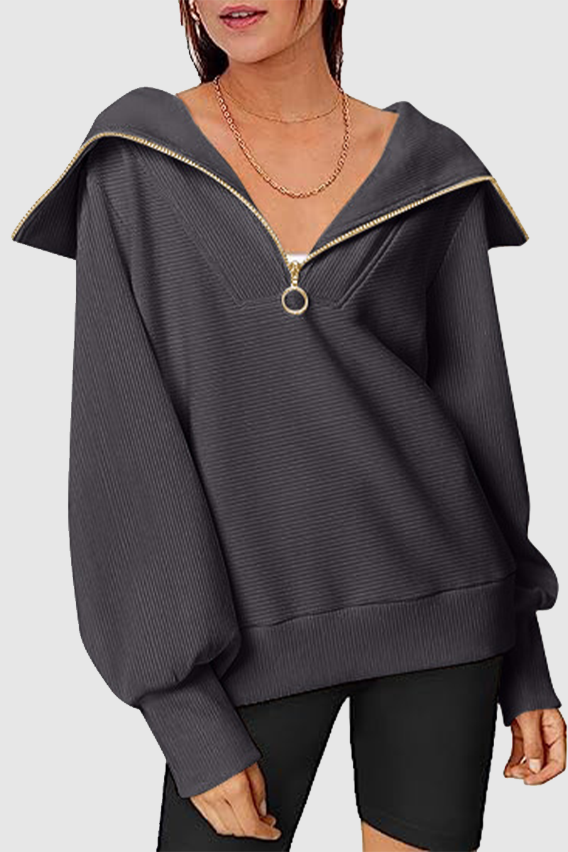 Casual Street Solid Color Zipper Turndown Collar Hoodies(6 Colors)