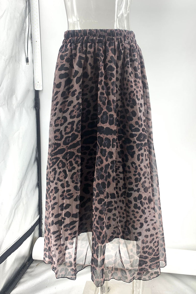 Daily Elegant Leopard Contrast Loose High Waist Type A Full Print Bottoms