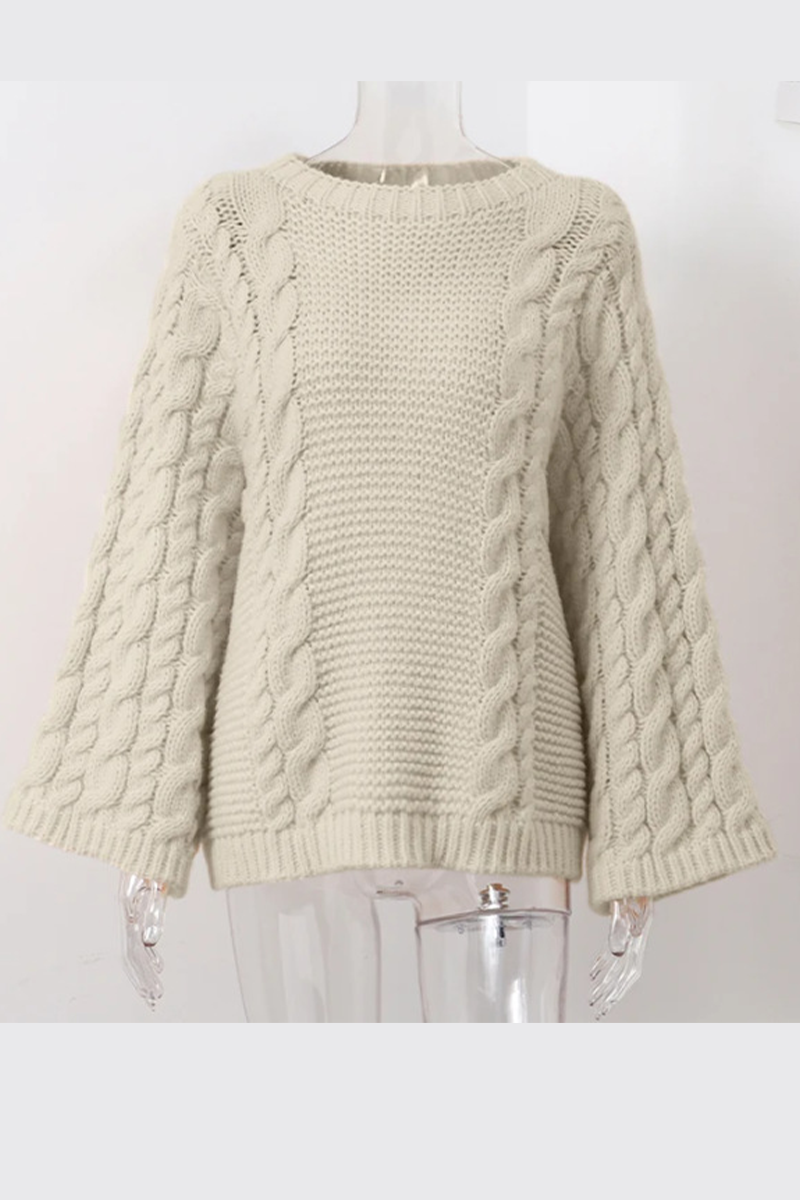 Casual Solid Color Weave O Neck Sweaters (3 Colors)