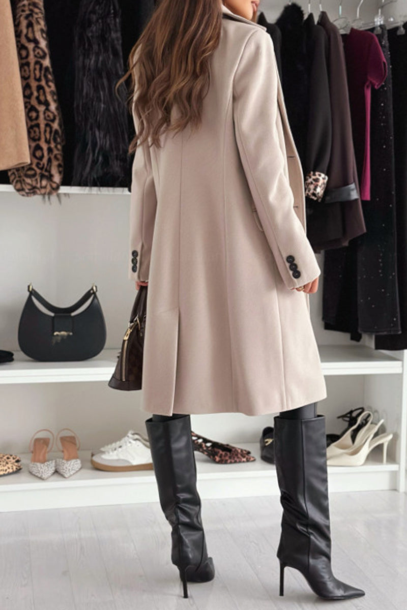 Casual Solid Color Cardigan Turndown Collar Outerwear(4 Colors)