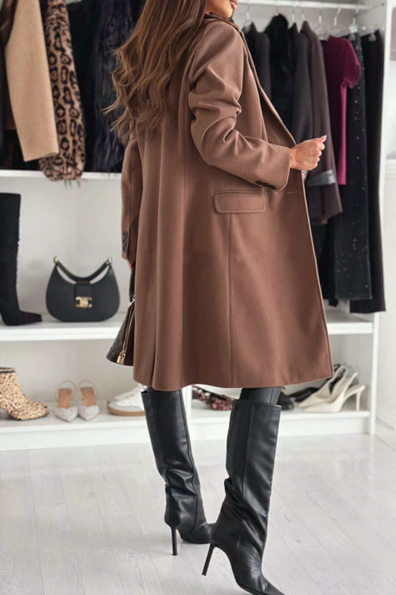 Casual Solid Color Cardigan Turndown Collar Outerwear(4 Colors)