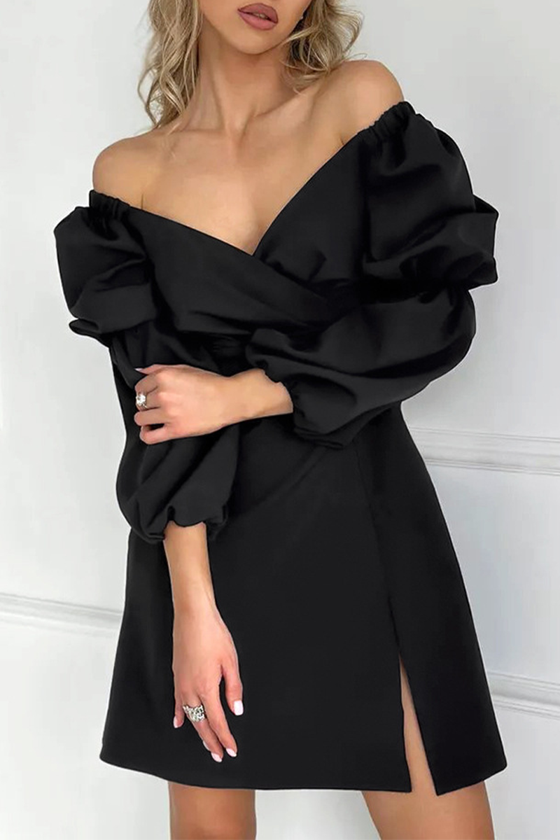 Sexy Slit Ruched V Neck Waist Skirt Dresses