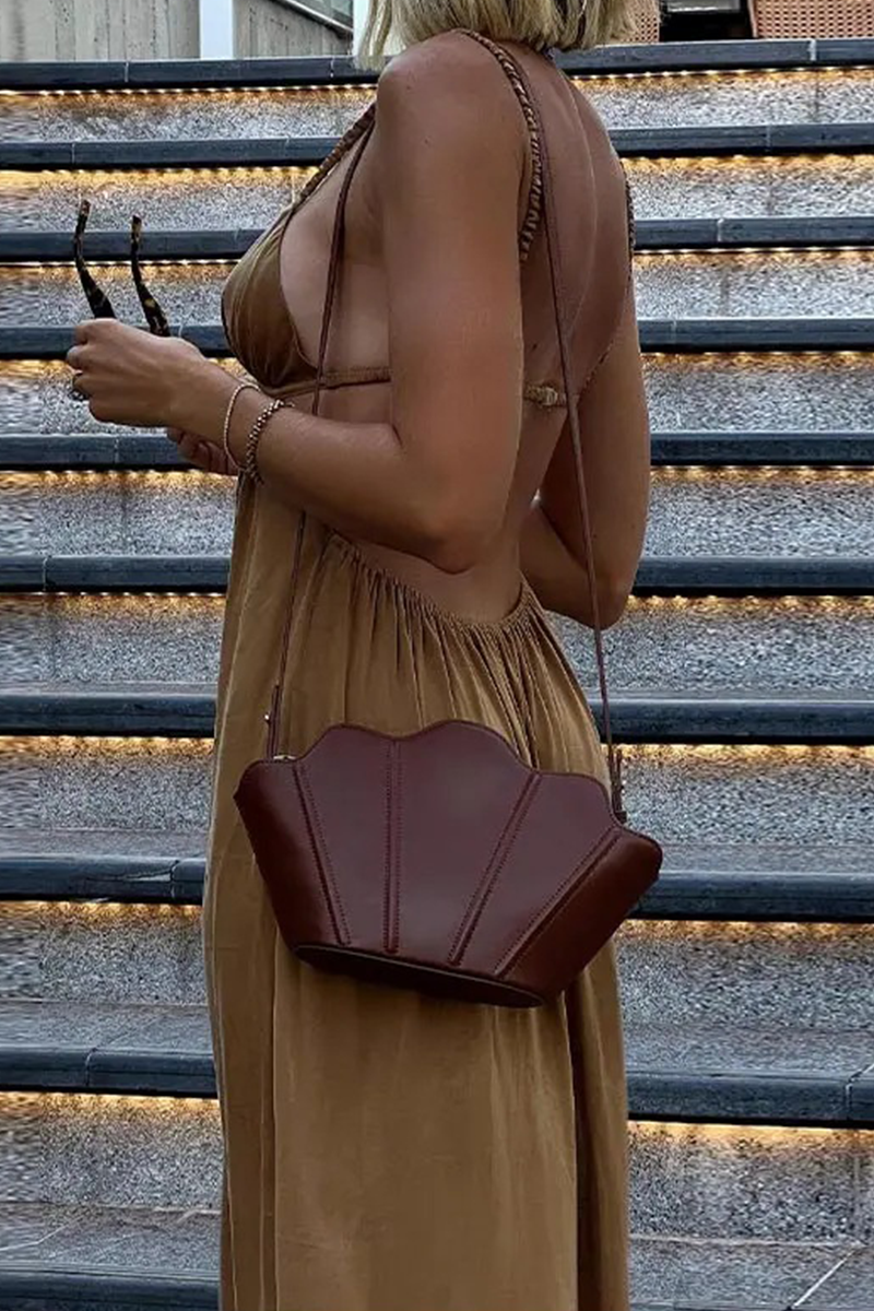 Sexy Solid Color Backless V Neck Sling Dresses