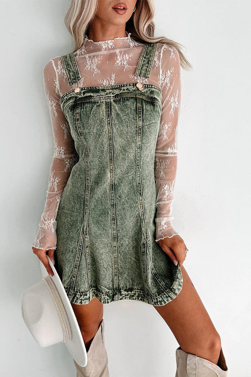 Casual Distressed Buttons Square Neck Sleeveless Loose Denim Dresses(3 Colors)