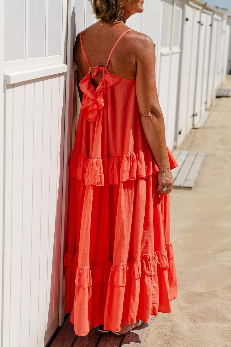 Sexy Ruffle Flounce U Neck Sling Dresses(5 Colors)