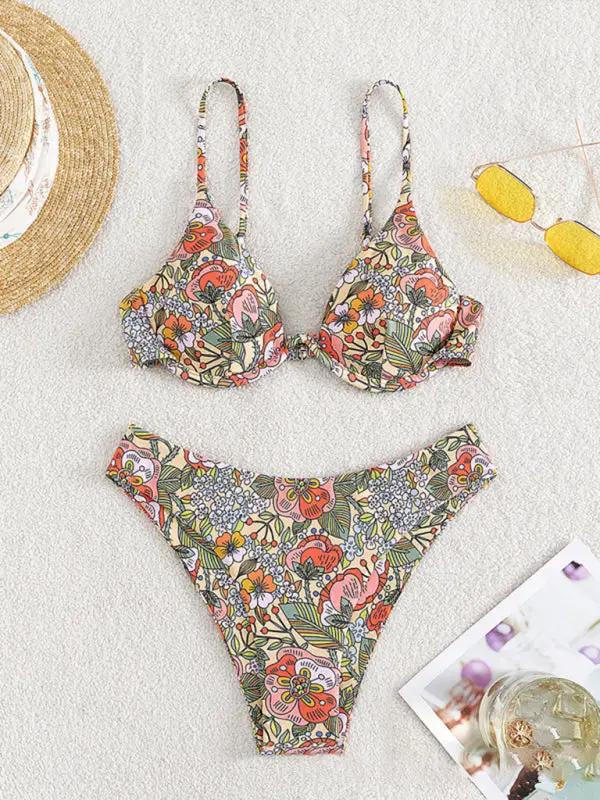 New bikini push-up floral print sexy swimsuit